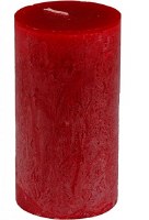 6" x 3.25" Cranberry Red Timber Pillar Candle