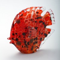 8" Orange Spotted Glass Fish