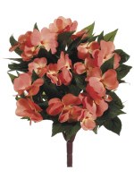 14" Faux Salmon Impatiens Bush