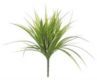 13" Green & Cream Artificial Wild Grass Bush