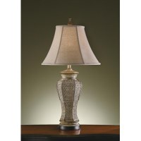 32" Gray Wash Woven Urn Lamp