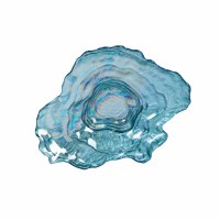 8" Blue Textured Glass Oyster Shell Dish
