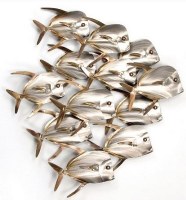 31" 12 Stainless Steel Lookdown Fish Coastal Metal Wall Art Plaque MM123