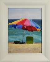 16" x 12" Beach 1 on Gel Textured Print in White Frame