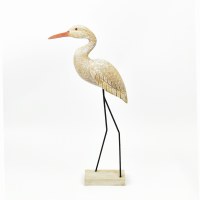 20" White Washed Heron Statue