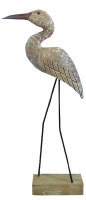 15" White Washed Heron Statue