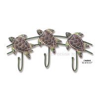 11" Sea Turtle Triple Hook Wall Plaque