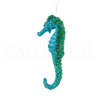 6" Green & Teal Glitter Seahorse Ornament