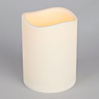 4.5" x 6" Wavy Ivory LED Pillar Outdoor Candle