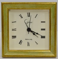 5" Sq Green and Gold Sitting Clock