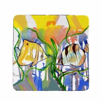 4" Square Angelfish Rubberized Coaster