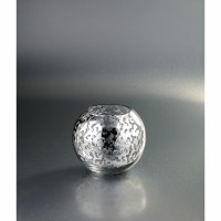 6" Distressed Silver Finish Glass Ball Vase