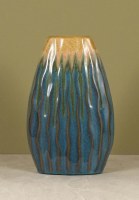 13" Blue Drip Ceramic Vase