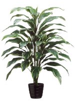 40" Faux Green and White Artificial Cordyline Plant in Black Pot