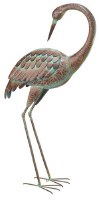 38" Brown & Aqua Head Down Metal Heron