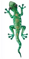 11" x 5" Green & Gold Metal Gecko Wall Plaque