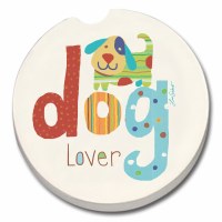 3" Multicolor Happy Dog Lover Car Coaster