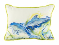 10" x 14" Small Betsy's Dolphin Indoor and Outdoor Pillow