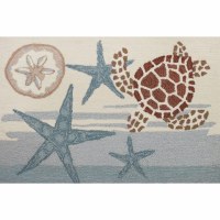 1 ft. 10 in. x 2 ft. 10 in. Brown and Blue Sea Turtle Sea Life Rug