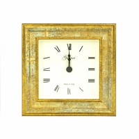 4" Square Distressed Gold Finish Clock