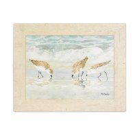 14" x 18" Three Sandpipers on Beach Gel Textured Print with No Glass