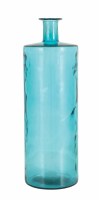 30" Cylindrical Teal Glass Vase