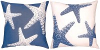 18" Blue & White Starfish Nautical Pillow