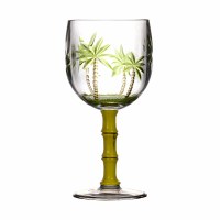 10 oz. Bamboo Stem Clear Acrylic Colored Palms Wine Glass