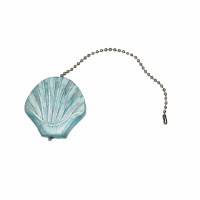 6" Aqua Wooden Scallop Shell Pull Chain