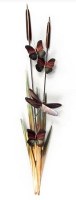 39" Stainless Steel Dragonfly & Cattails Metal Wall Art Plaque MM060S