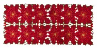 15" x 34" Red Poinsettias Openwork Table Runner