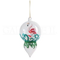 6" Glass Flamingo in Teardrop Ornament