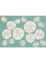 1 ft. 8 in. x 2 ft. 6 in. Aqua Sand Dollar Shell Rug