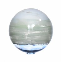 5" Blue and White Ocean Blown Glass Orb