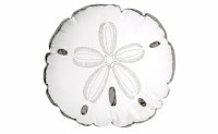 18" Round White and Gray Sand Dollar Embroidered Pillow