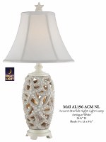 25" Mini Distressed White Finish Starfish Night Light Lamp