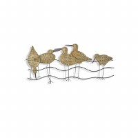 17" x 36" Wicker Sandpipers on Metal Wave Plaque