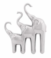 14" 3 Silver Elephant Modern Art Sculpture