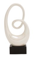 21" White & Pearl Loop Scupture on Wood Base