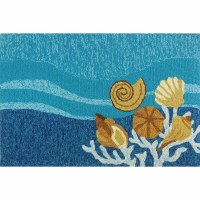 1 ft. 10 in. x 2 ft. 10 in. Blue Ombre and Beige Shells on Coral Rug