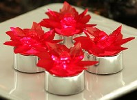 2" Set of 4 LED Red Poinsettia Tealights 2" Set of 4 LED Red Poinsettia Tealights