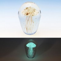 5" Glittering Glow in the Dark Glass Jellyfish