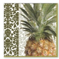 5" Square Pineapple on Exotic Pattern Beverage Napkins