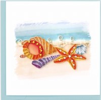 6" x 6" Quilling Vibrant Seashells Greeting Card