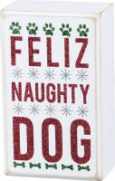 5" x 3" Feliz Naughty Dog Plaque