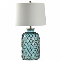 30" Aqua Netted Jar Lamp