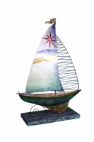 12" Aqua and Brown Capiz Sailboat