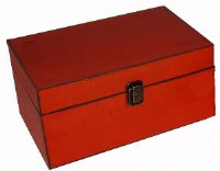 10" Red Orange Wooden Keepsake Box