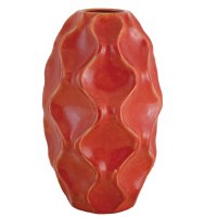 17" Orange Dimpled Ceramic Vase