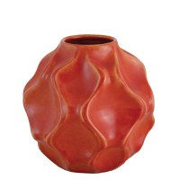 10" Orange Dimpled Ceramic Vase